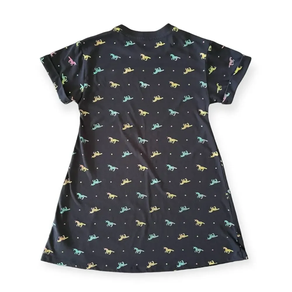 Gap VGUC Navy Unicorn PJ Dress. Size 8.